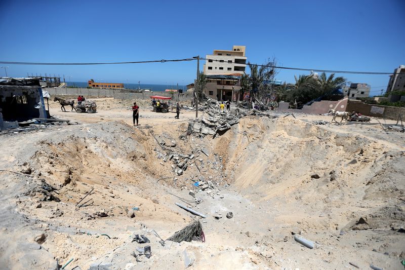 A views show the site of an Israeli air strike