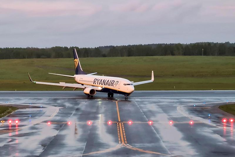 FILE PHOTO: A Ryanair aircraft, which was diverted to Belarus,