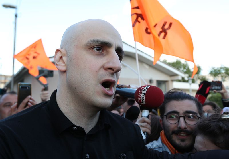 FILE PHOTO: Georgian opposition leader Nika Melia leaves a prison