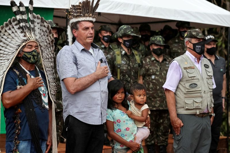 Brazil’s President Bolsonaro visits army base border post in the