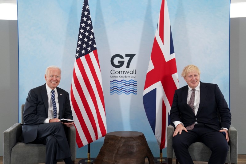 Britain’s PM Johnson and U.S. President Biden meet ahead of