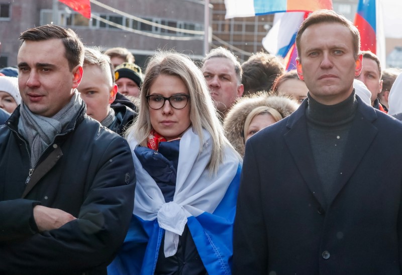 FILE PHOTO: Russian opposition politicians Navalny, Sobol and Zhdanov take