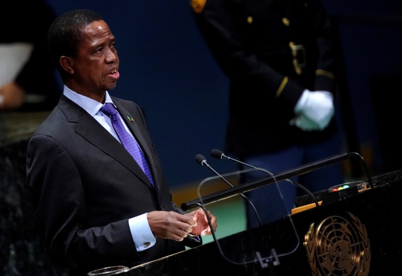 FILE PHOTO: Zambia’s President Edgar Chagwa Lungu addresses the 74th