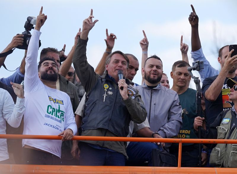 Brazil’s President Bolsonaro leads motorcade rally in Sao Paulo