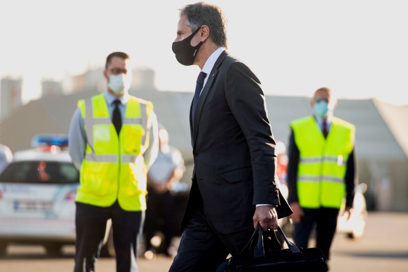 U.S. Secretary of State Antony Blinken walks to his car