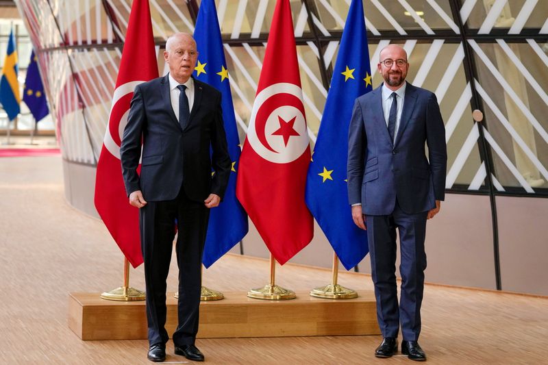 FILE PHOTO: Tunisia’s President Kais Saied meet with EU institutions
