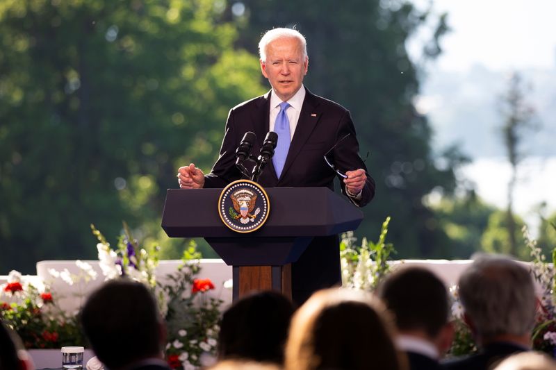 U.S. President Joe Biden holds a news conference after the