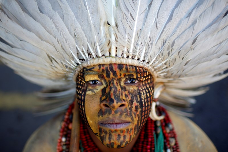 Indigenous Brazilians from different ethnic groups take part in a
