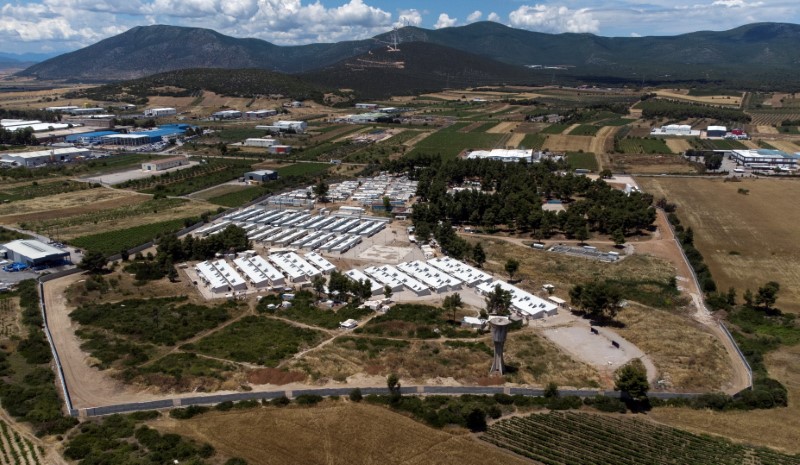 Aerial view of the Ritsona camp for refugees and migrants
