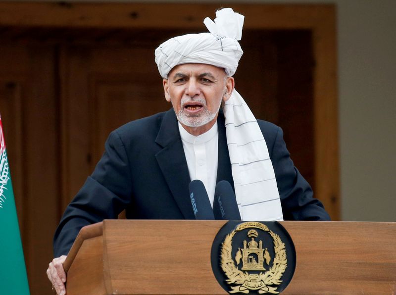 FILE PHOTO: Afghanistan’s president, Ashraf Ghani, speaks in 2020