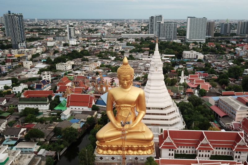 Giant Buddha statue of Wat Paknam Phasi Charoen temple is
