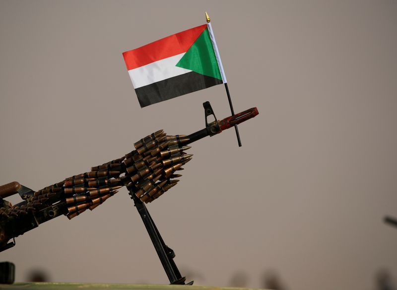 FILE PHOTO: A Sudanese national flag is attached to a