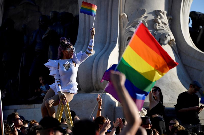 FILE PHOTO: Protest against latest anti-LGBTQ law in Budapest