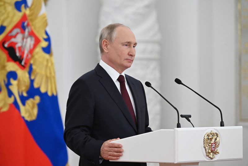 Russian President Putin attends a reception to honour graduates of