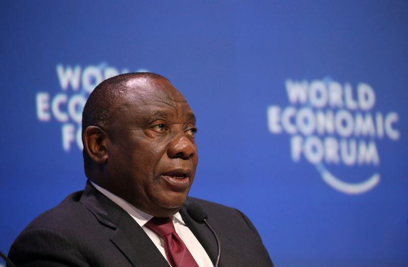 South Africa’s President Cyril Ramaphosa speaks during a session of