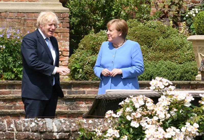 German Chancellor Angela Merkel meets with Britain’s PM Boris Johnson