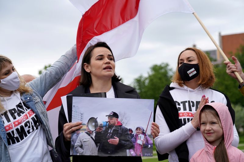 FILE PHOTO: Exiled Belarusian opposition leader Tsikhanouskaya leads Vilnius march