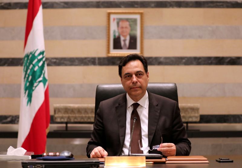 FILE PHOTO: Lebanon’s PM Diab is pictured at the government