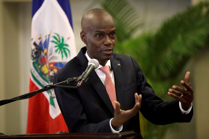 FILE PHOTO: Haiti’s President Jovenel Moise speaks during a news
