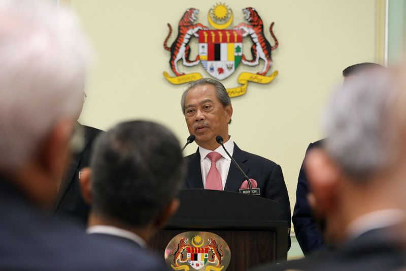 Malaysia’s Prime Minister Muhyiddin Yassin speaks during a news conference