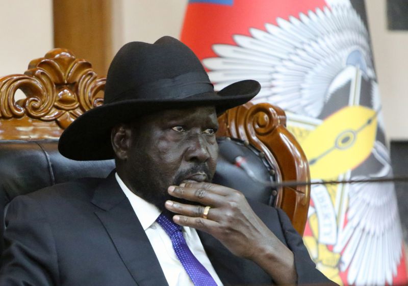 South Sudan’s President Salva Kiir attends a meeting on the