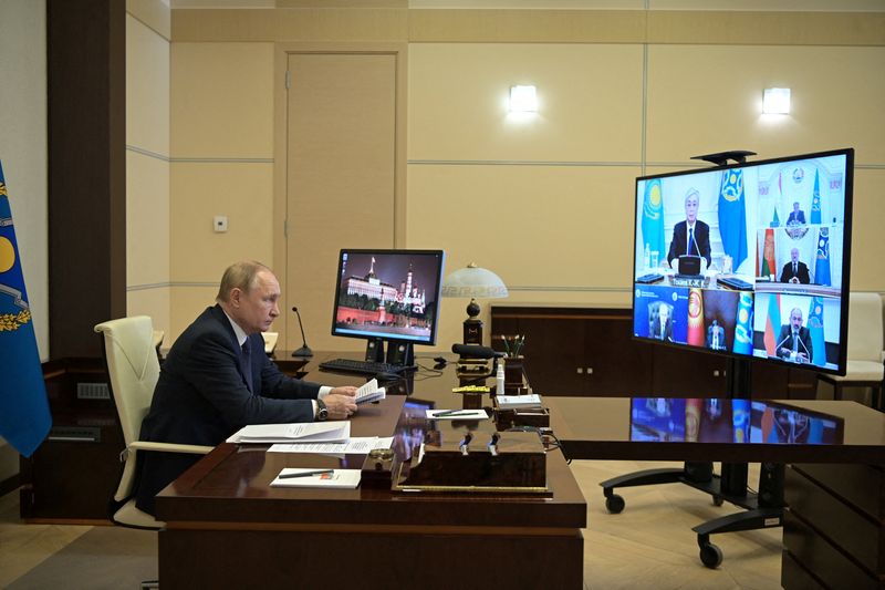 Russian President Putin attends an extraordinary meeting of CSTO leaders,
