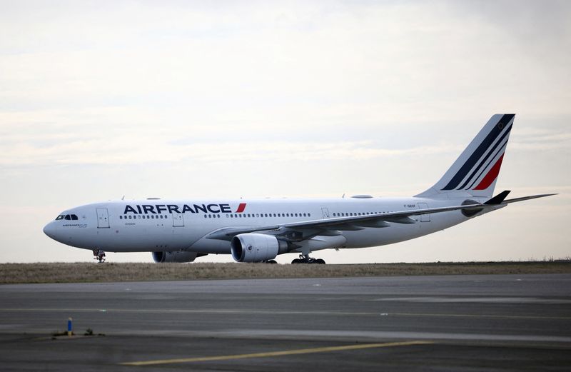 An Air France Airbus A330 airplane takes off from Paris