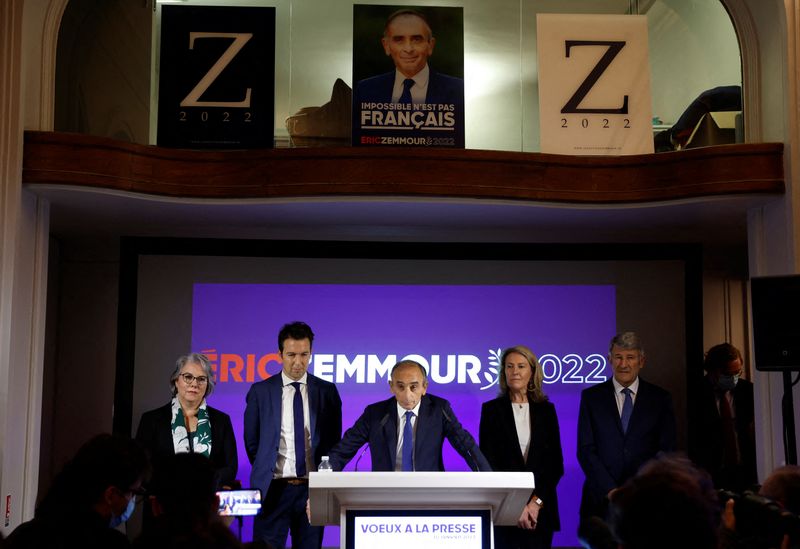 French far-right 2022 presidential candidate Eric Zemmour gives New Year’s