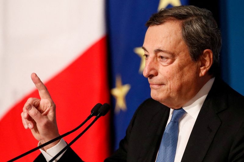 Italian Prime Minister Mario Draghi holds his end-of-year news conference