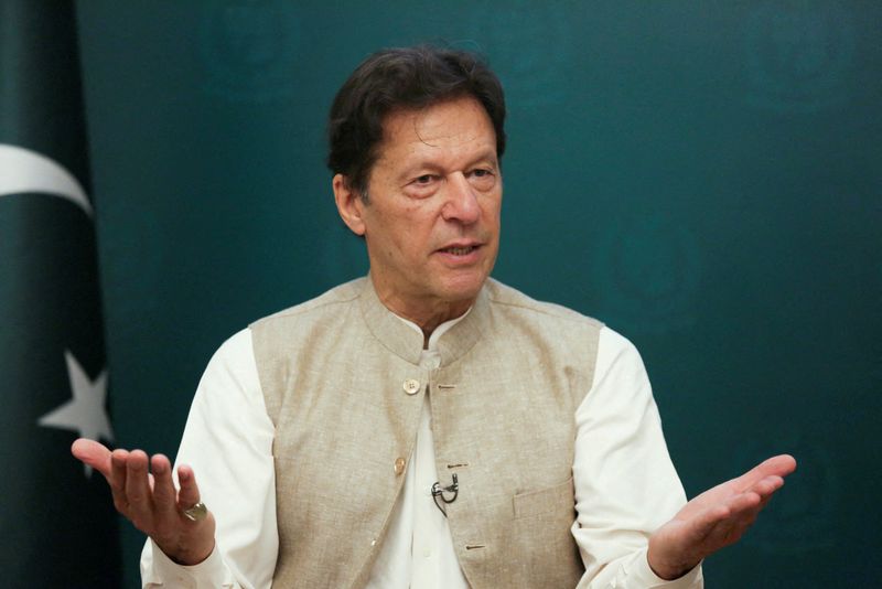 FILE PHOTO: Pakistan’s Prime Minister Imran Khan gestures during an