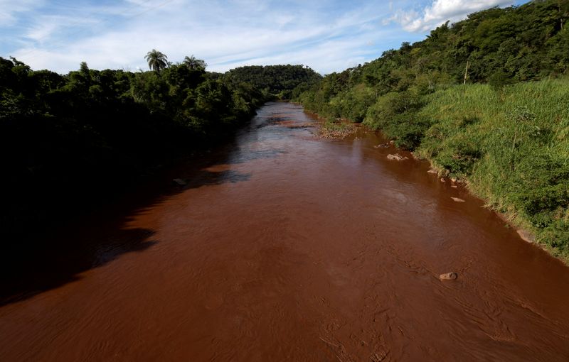 General view of mud-filled Paraopeba river, after a tailings dam