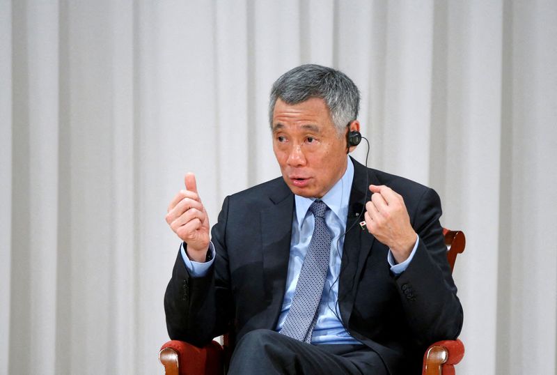 FILE PHOTO: Singapore’s Prime Minister Lee Hsien Loong speaks at