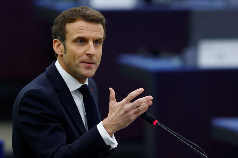 French President Macron addresses EU parliament in Strasbourg