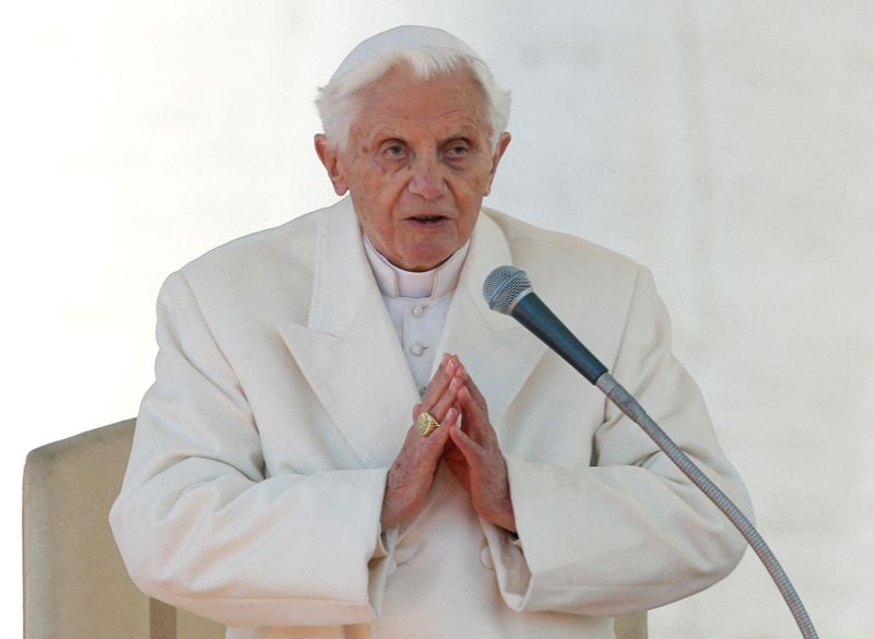 FILE PHOTO: Pope Benedict XVI finishes his last general audience