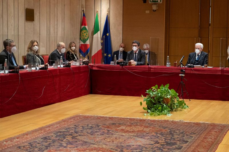 Italian President Sergio Mattarella presides over the session of the