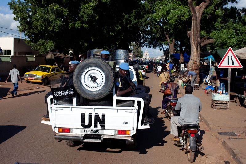 FILE PHOTO: UN peacekeepers from Senegal patrol the streets of