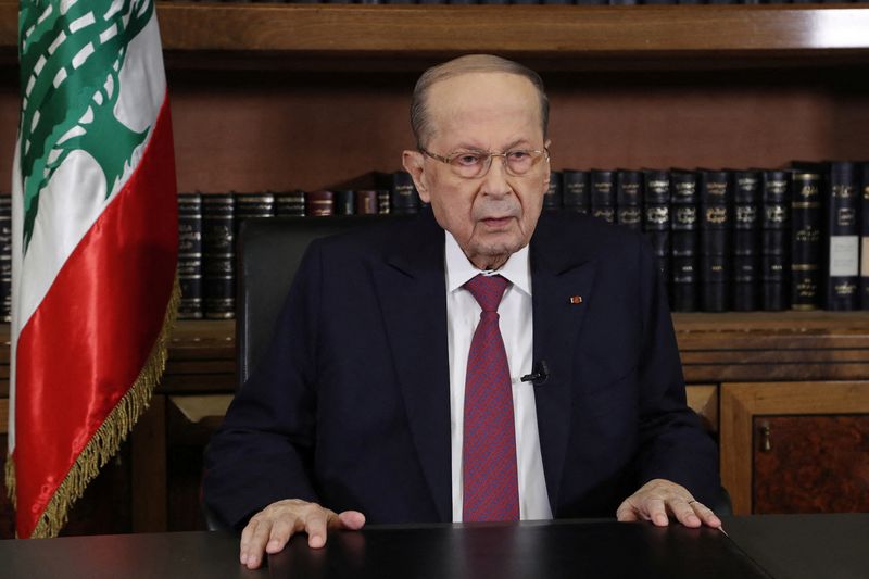 FILE PHOTO: Lebanon’s President Michel Aoun is pictured as he