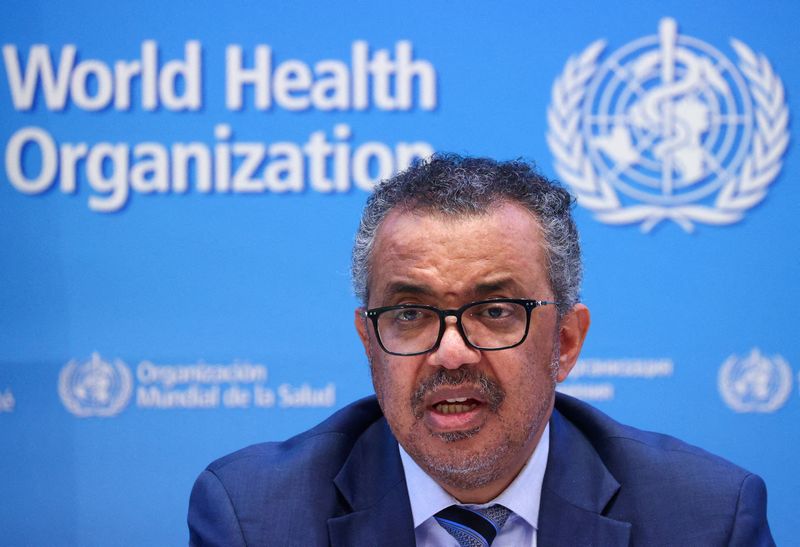 FILE PHOTO: WHO Director-General Tedros Adhanom Ghebreyesus gives news conference