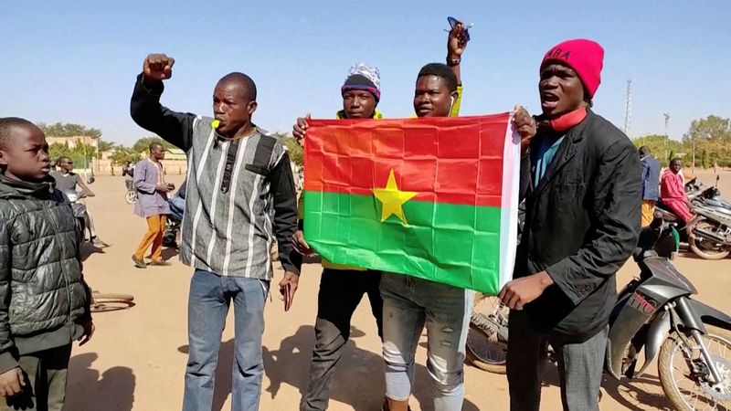 FILE PHOTO: Hundreds gather in downtown Ouagadougou to show support