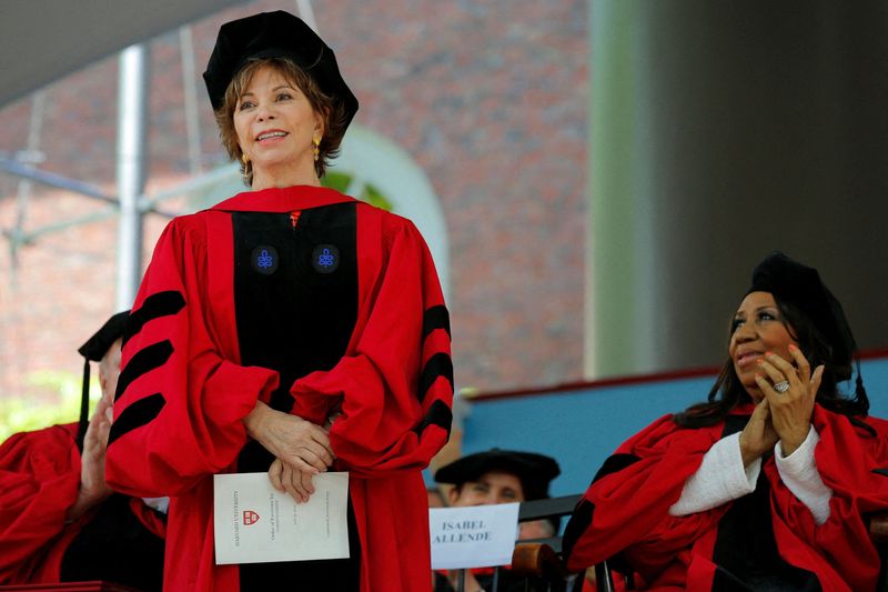 FILE PHOTO: Author Allende stands to receive a honorary Doctor
