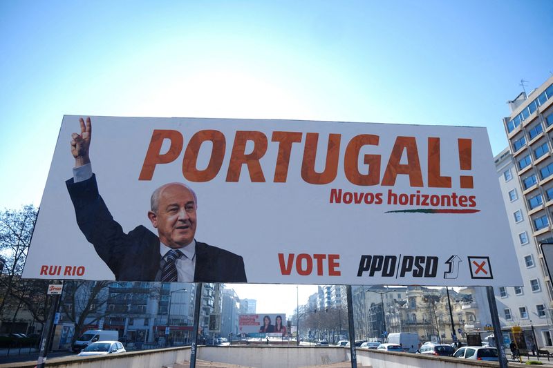 FILE PHOTO: A Social Democratic Party PSD party billboard for