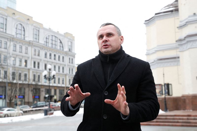 Ukrainian film director Sentsov speaks during an interview with Reuters