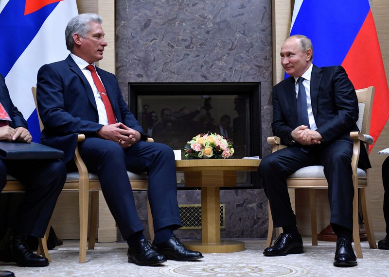 Russian president Vladimir Putin meets Cuban counterpart Miguel Diaz-Canel