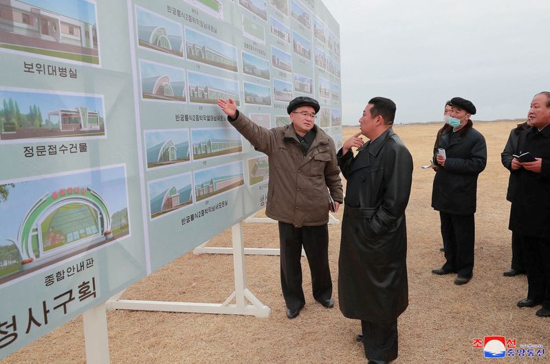 FILE PHOTO: North Korean leader Kim Jong Un inspects the