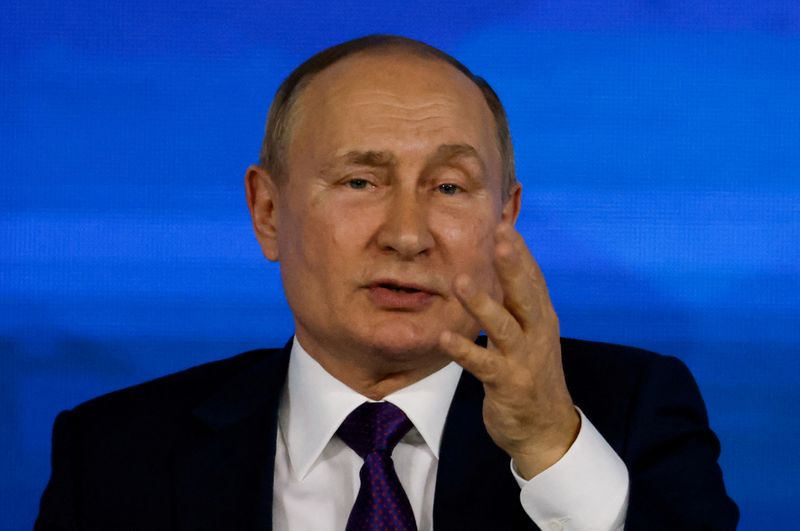 FILE PHOTO: Russian President Putin holds annual news conference in
