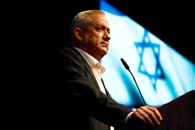 FILE PHOTO: Benny Gantz attends an election campaign rally in