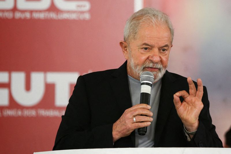 FILE PHOTO: Brazil’s former President Lula speaks at Sindicato dos