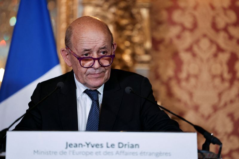 FILE PHOTO: French Foreign Minister Le Drian meets his Dutch