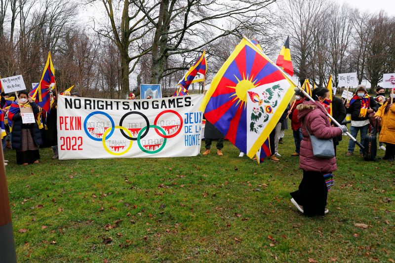 Tibetan communities in Europe protest outside IOC headquarters in Lausanne