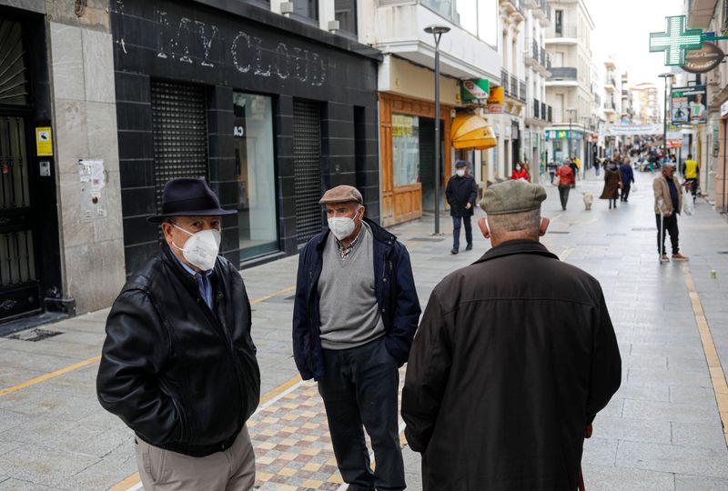 Pensioners wearing protective face masks due to COVID-19 pandemic chat